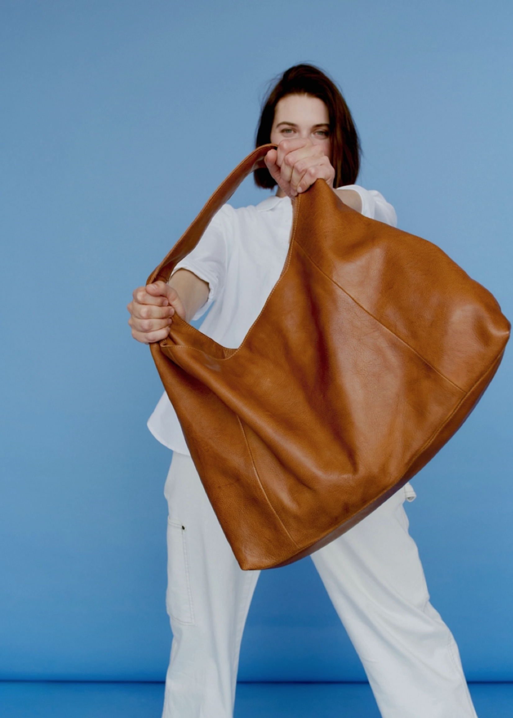 Lindsey Handcrafted Leather Tote / Shoulder Bags Cognac