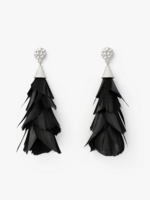 Parades Statement Earrings Silver - goose feathers 83