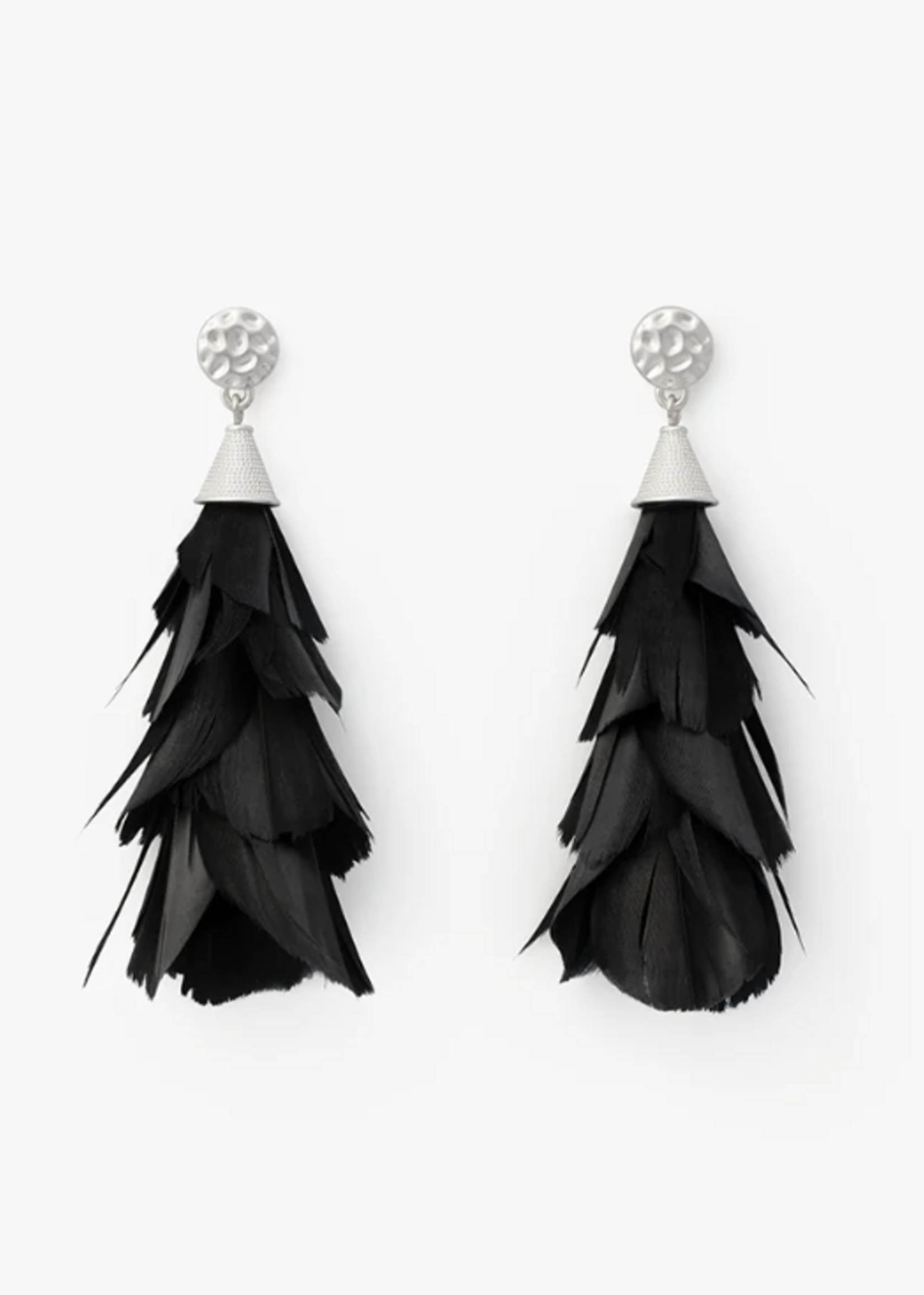 Parades Statement Earrings Silver - goose feathers 83