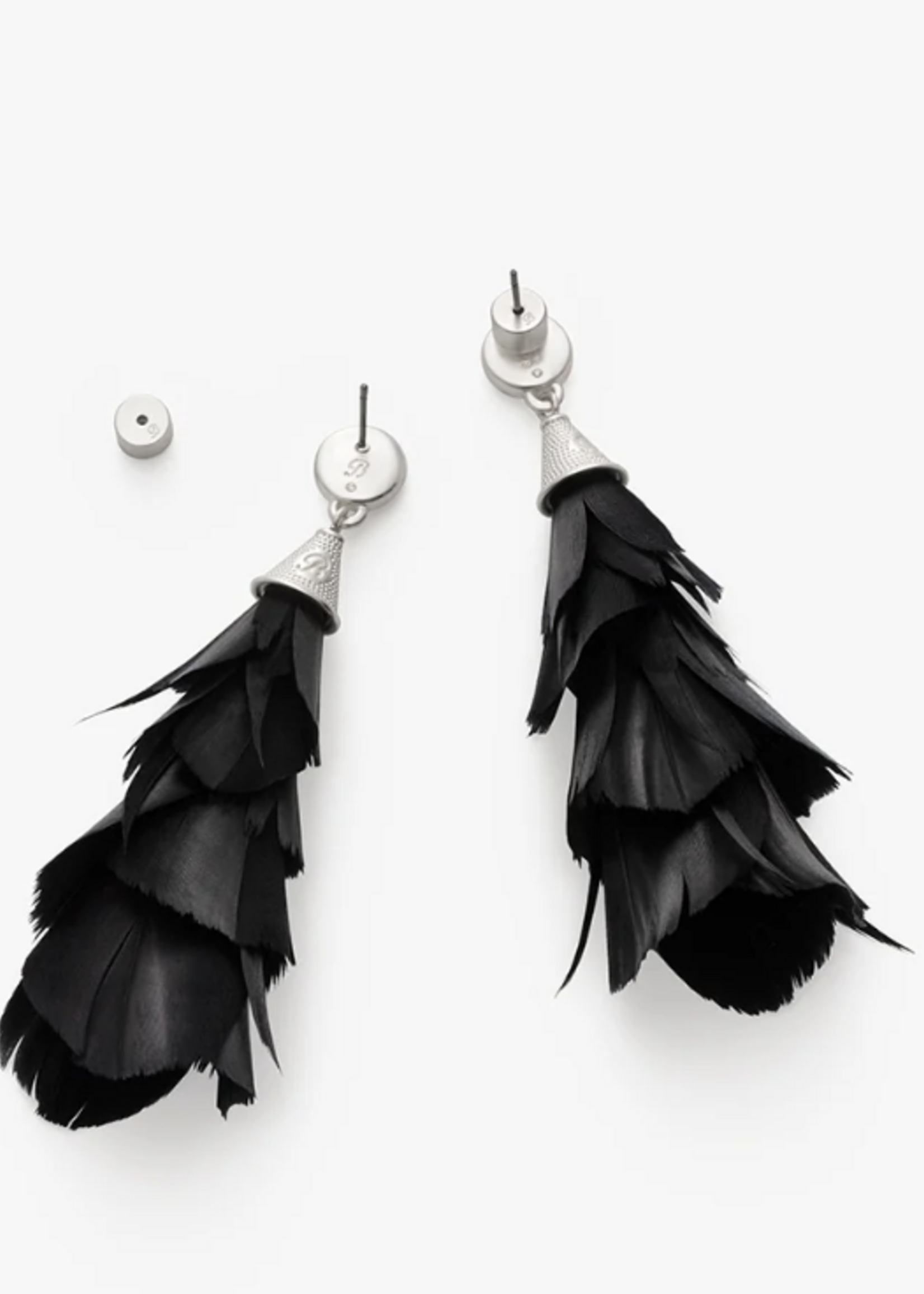 Parades Statement Earrings Silver - goose feathers 83