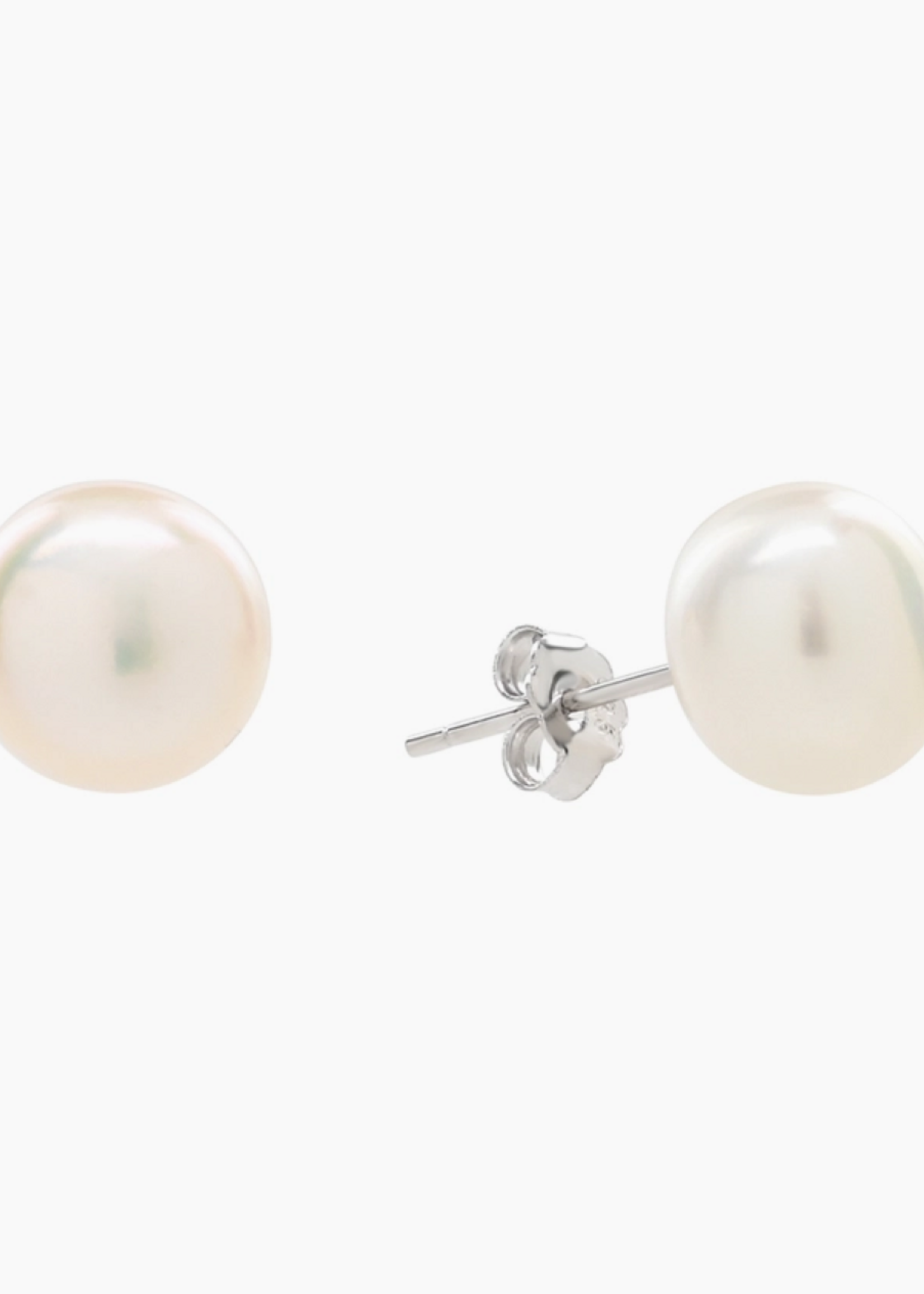 Sterling Silver 10-11mm White Freshwater Pearl Studs