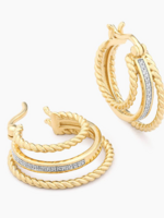 Unite Triple Hoop Earrings 14kt Gold Plated