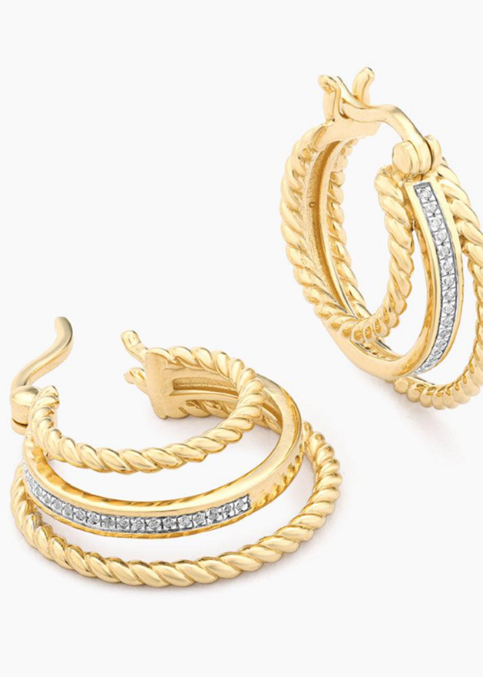 Unite Triple Hoop Earrings 14kt Gold Plated