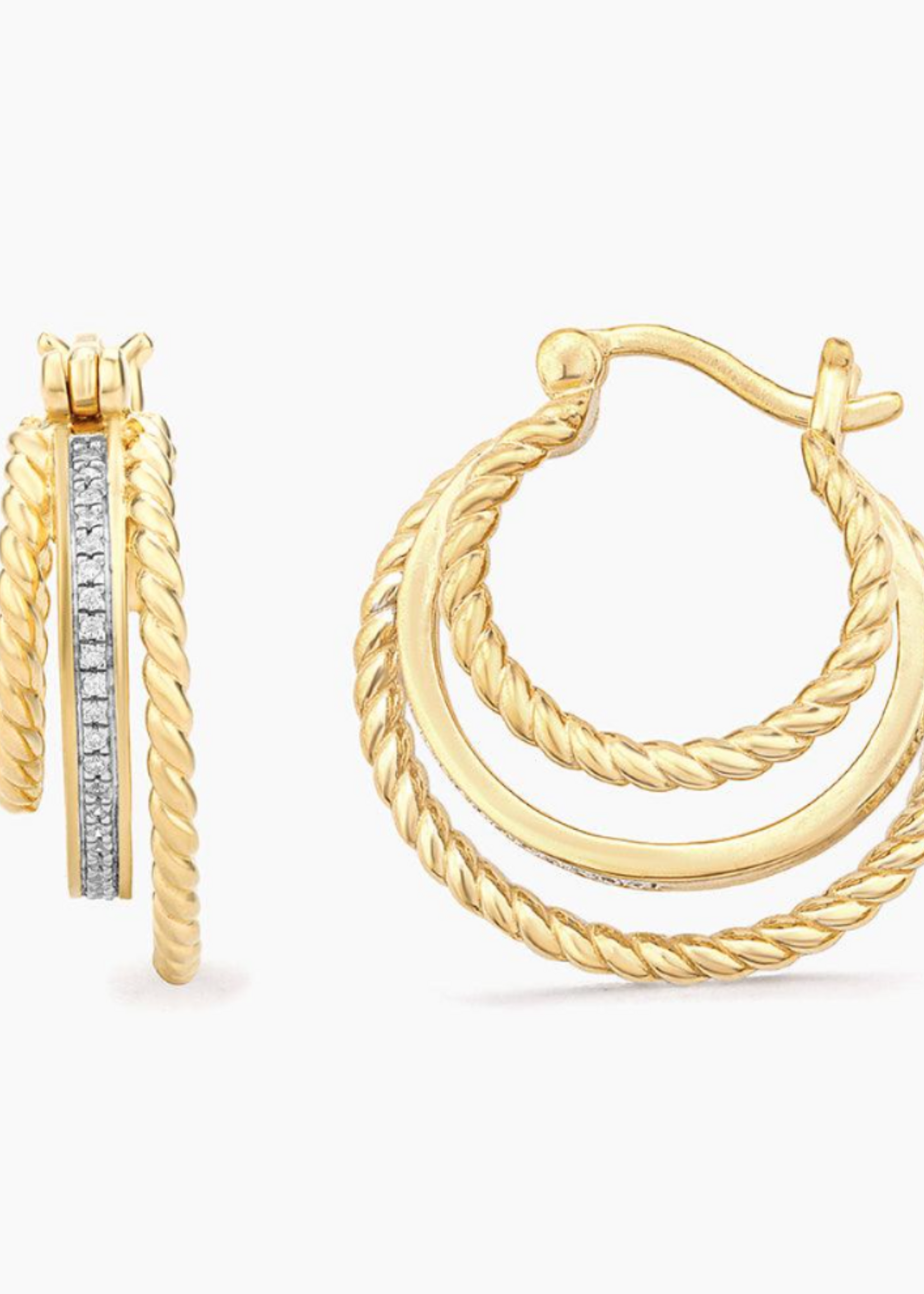 Unite Triple Hoop Earrings 14kt Gold Plated