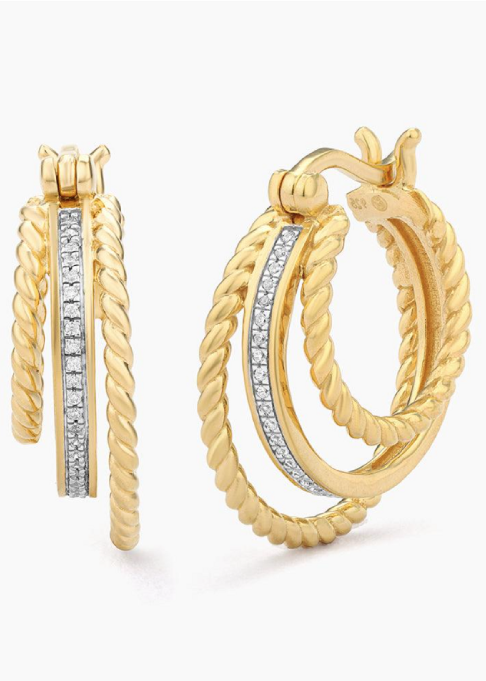 Unite Triple Hoop Earrings 14kt Gold Plated