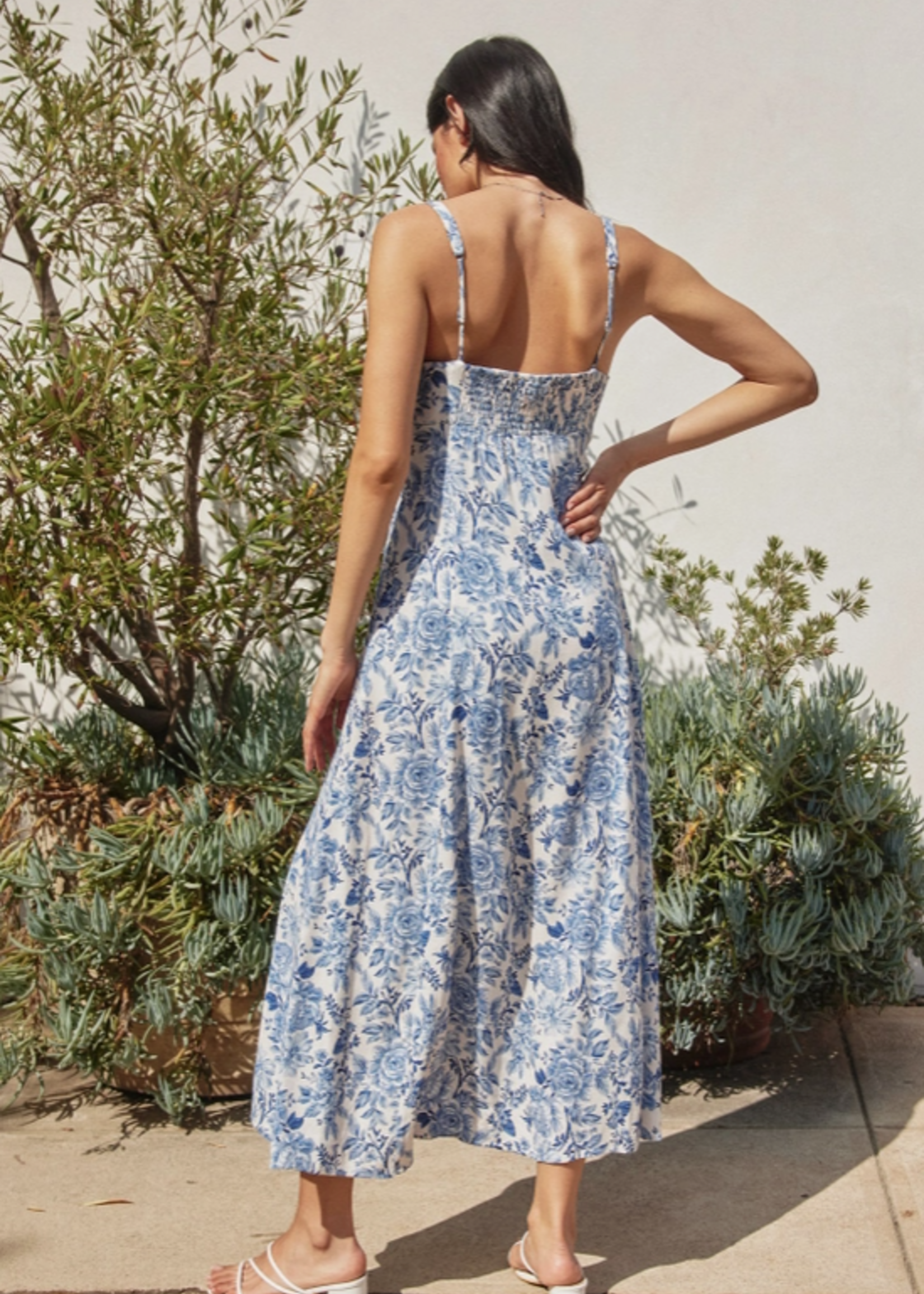 Au Revoir Empire Waist Midi Slit Dress