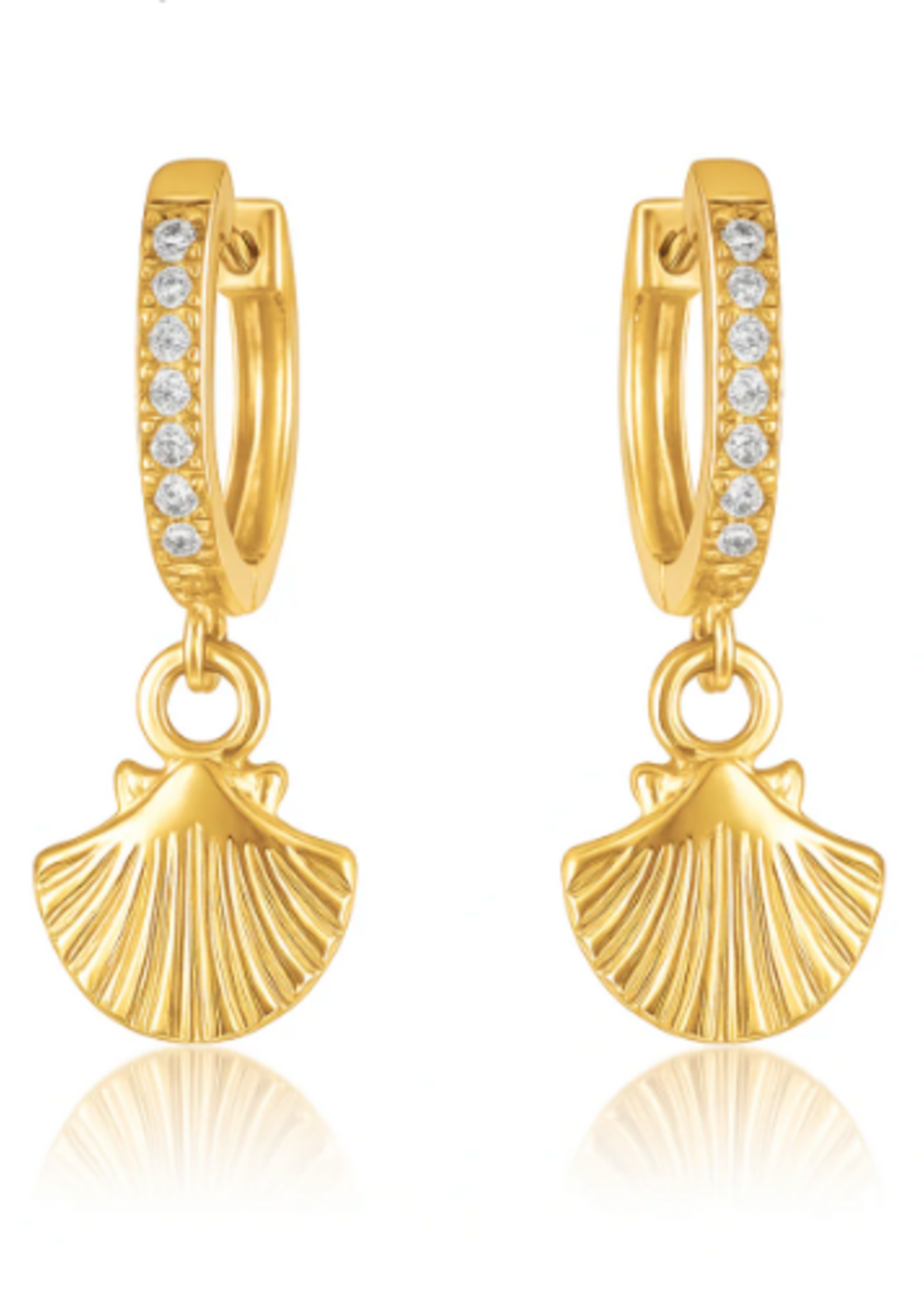 Citara Huggie Hoop Shell Earring