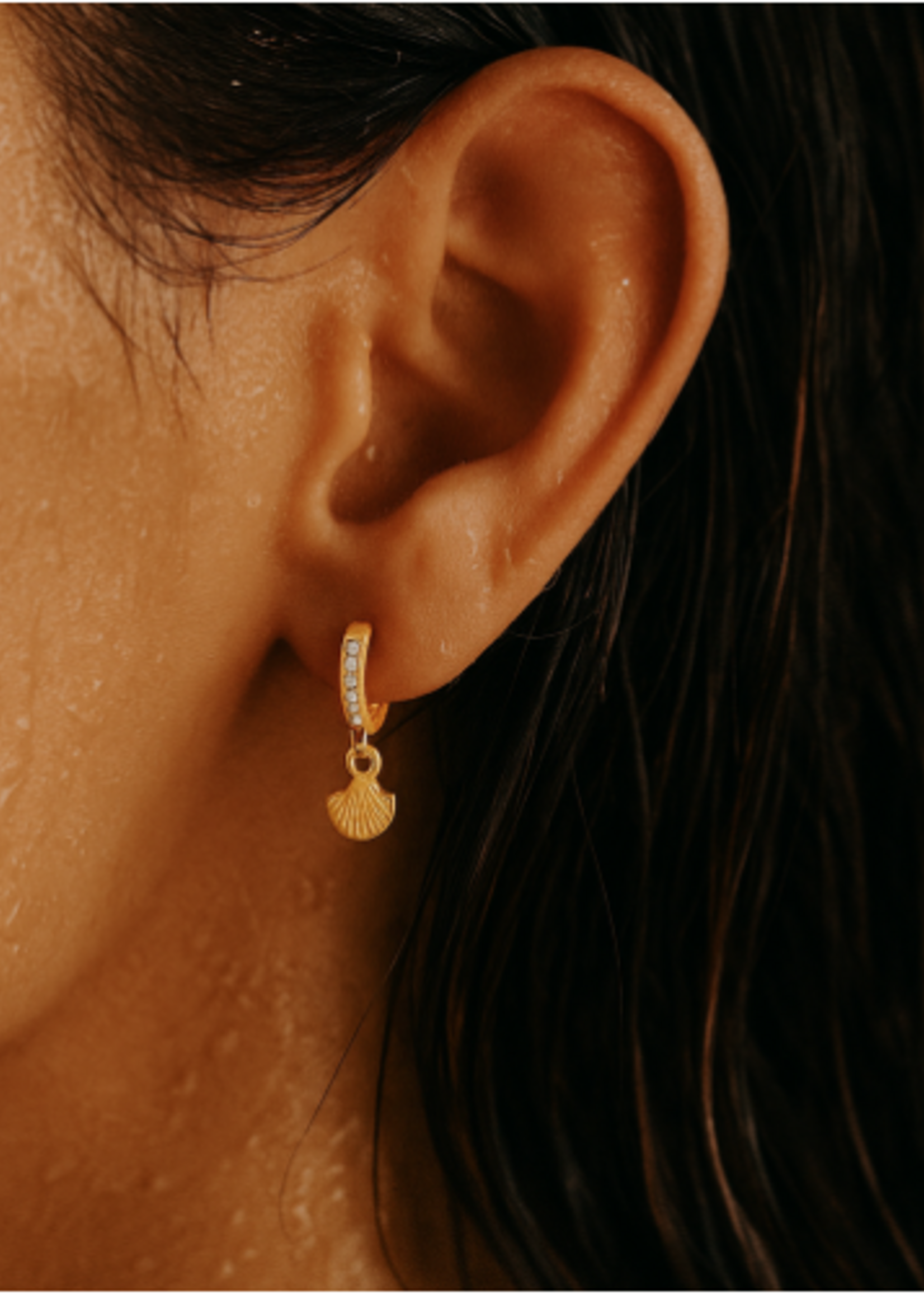 Citara Huggie Hoop Shell Earring