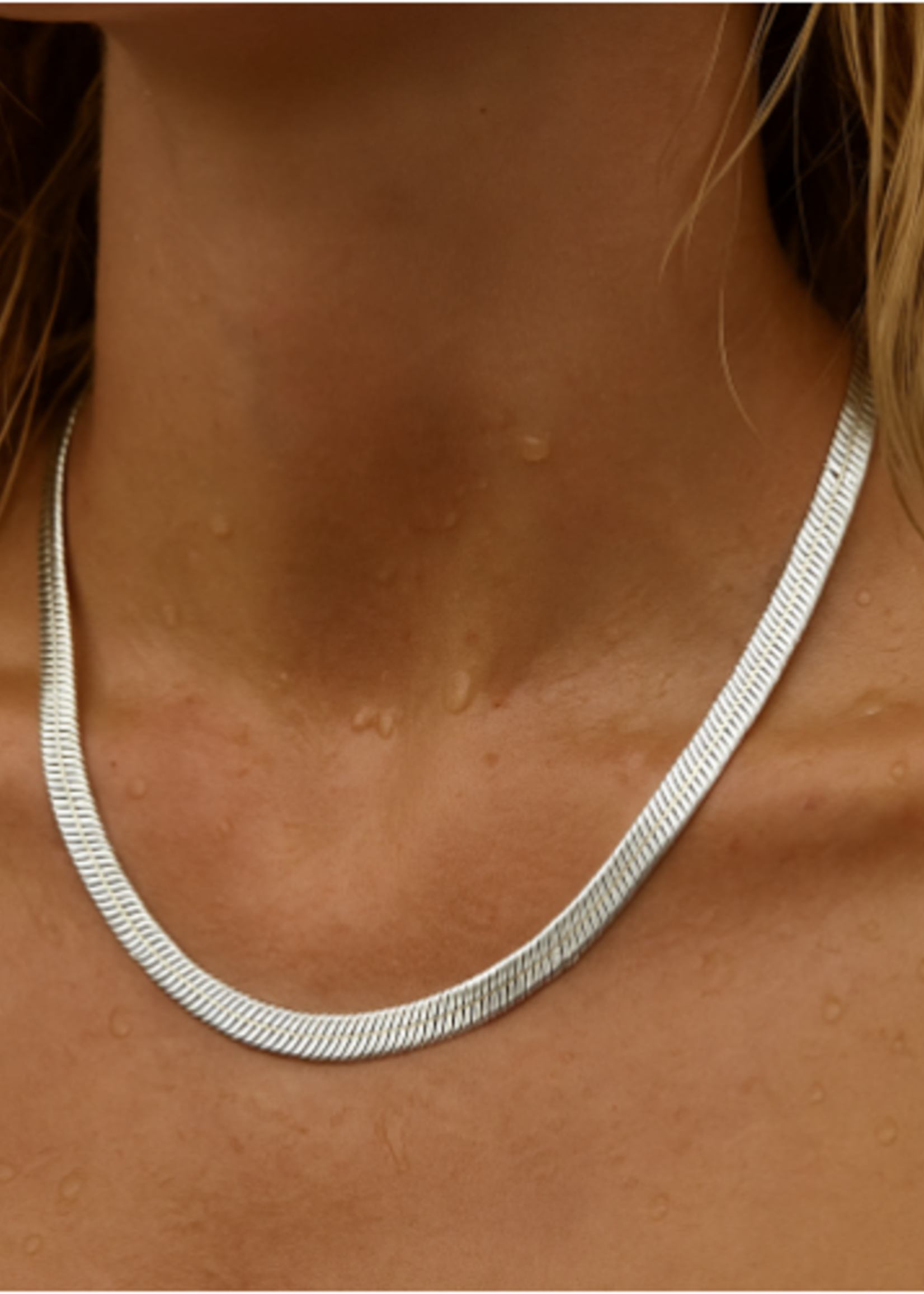 Paola Herringbone Chain Necklace Silver
