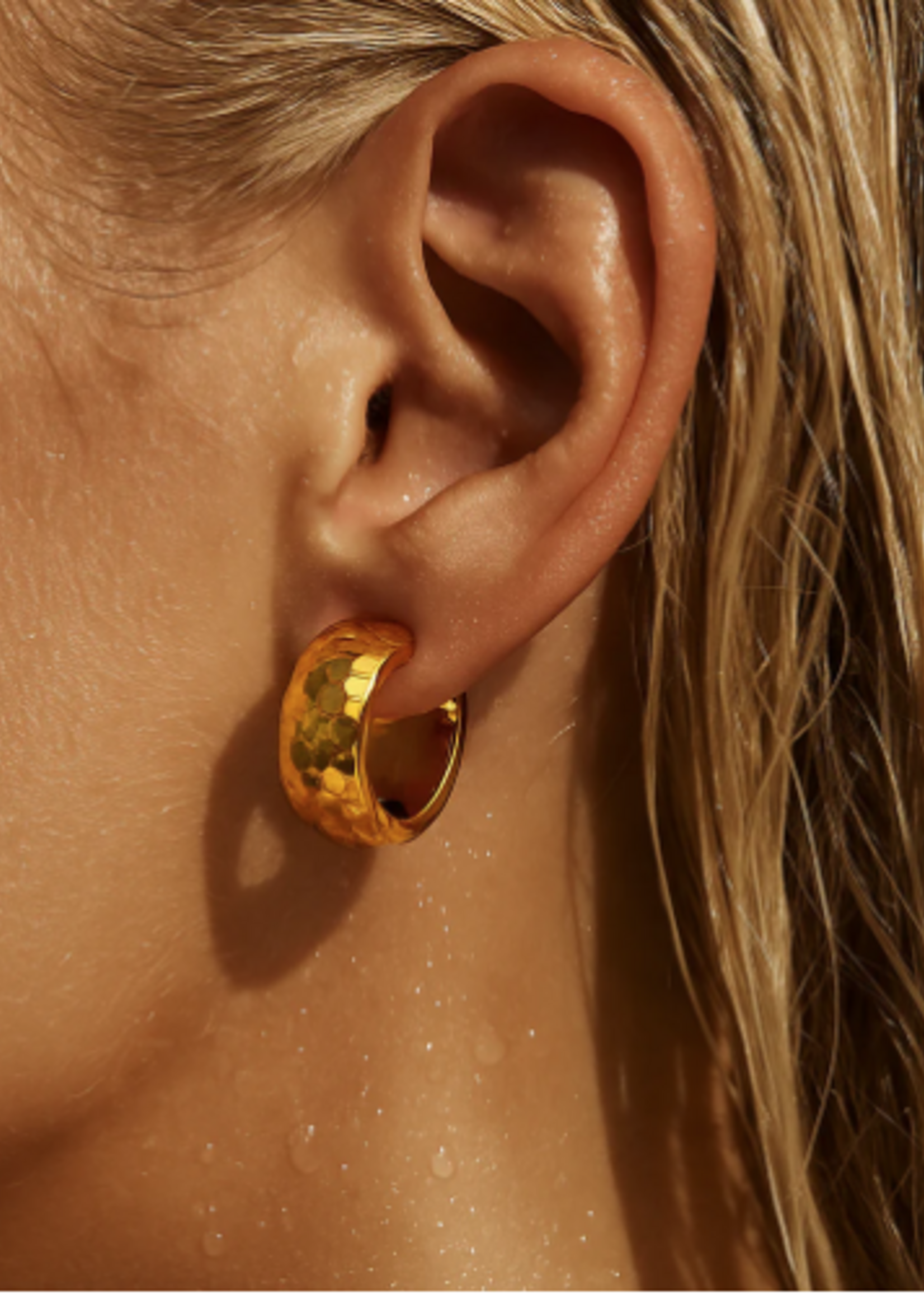 Brennan Hammered Huggie Hoop Earring