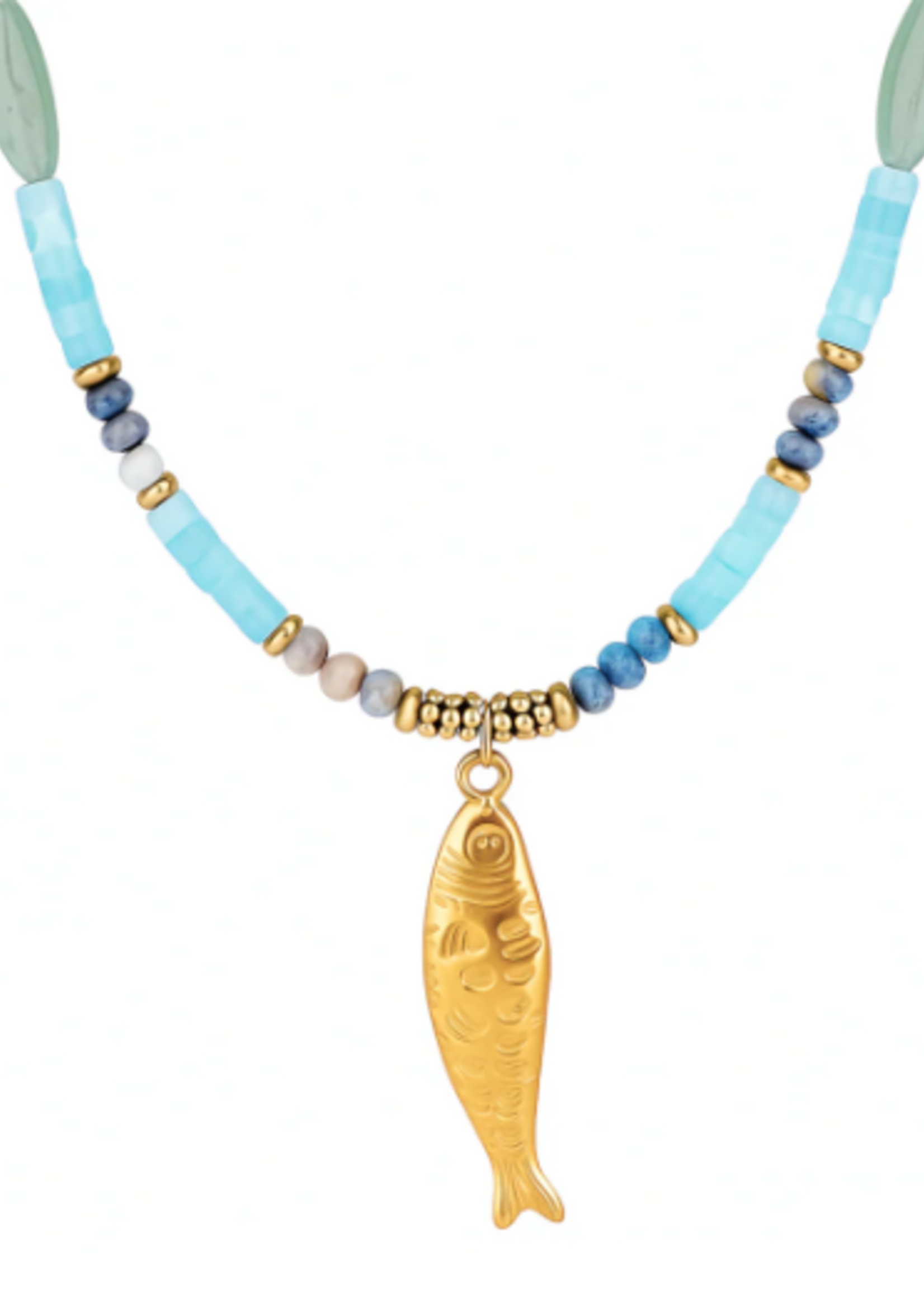 Akira Beaded Fish Pendant Necklace