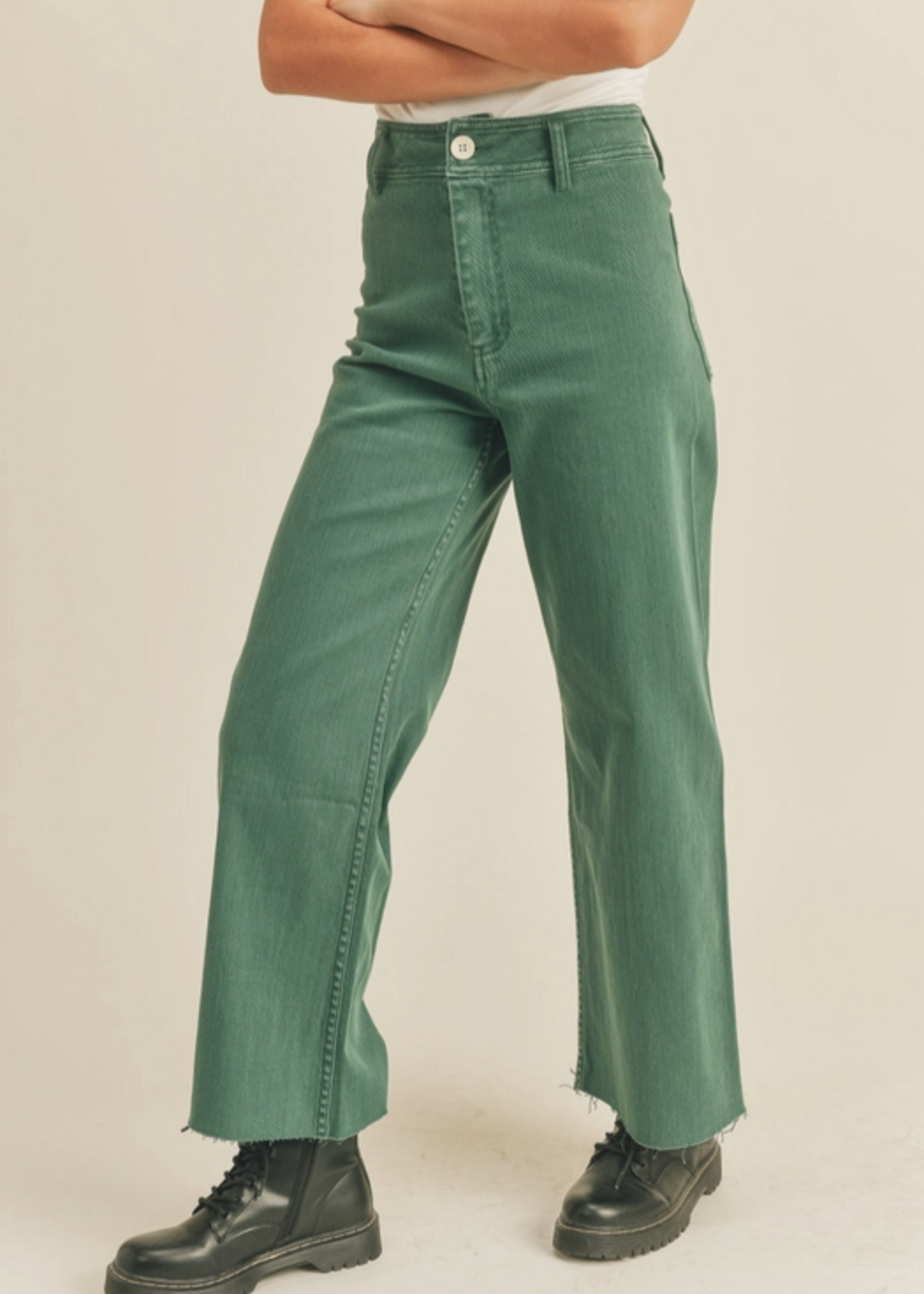 Wide Leg Raw Hem Pants