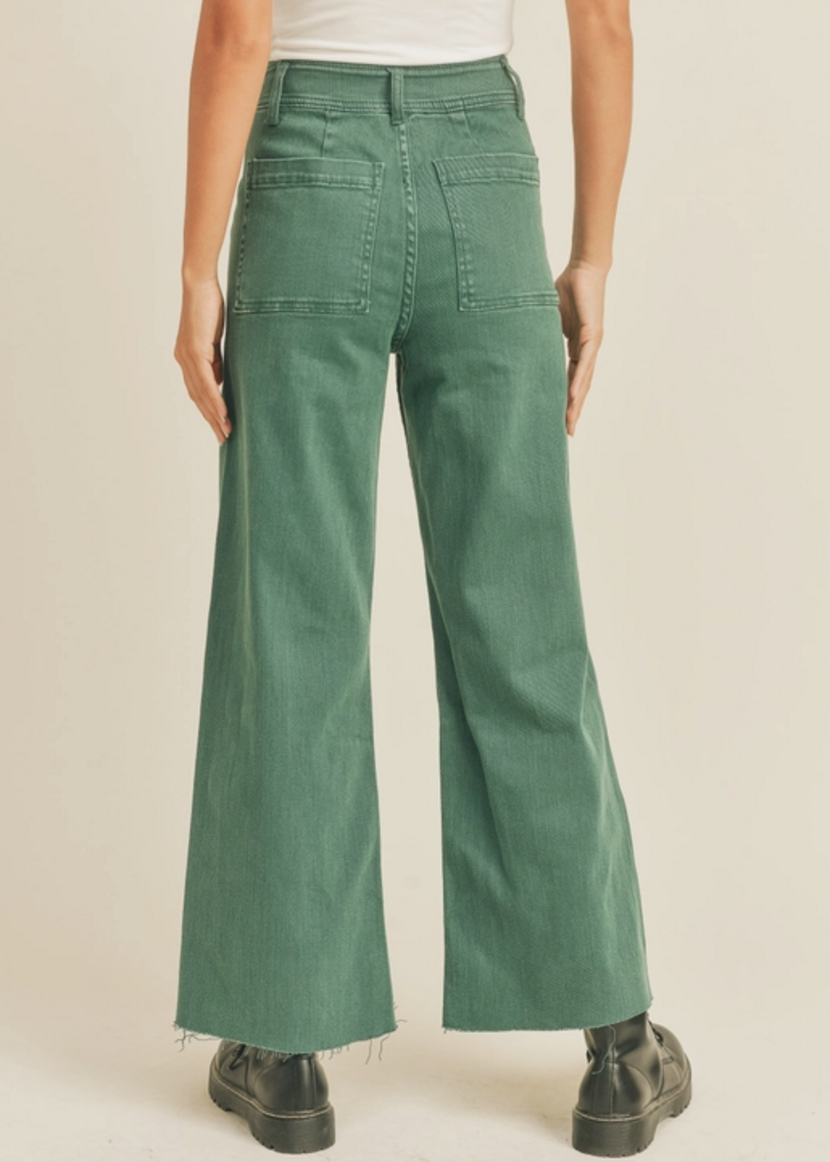 Wide Leg Raw Hem Pants