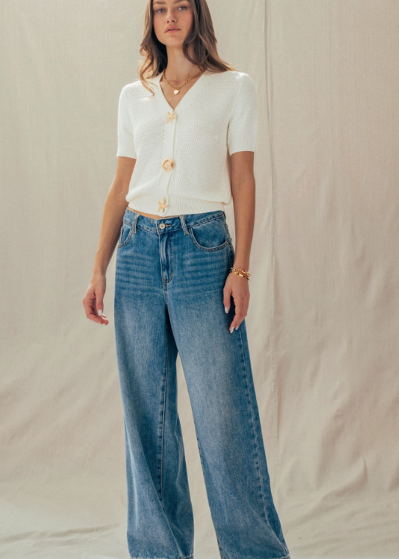 Coastal Seashell Button Knit Cardigan