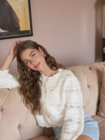 Wavy Detail Scallop Hem Sheer Knit Cardigan