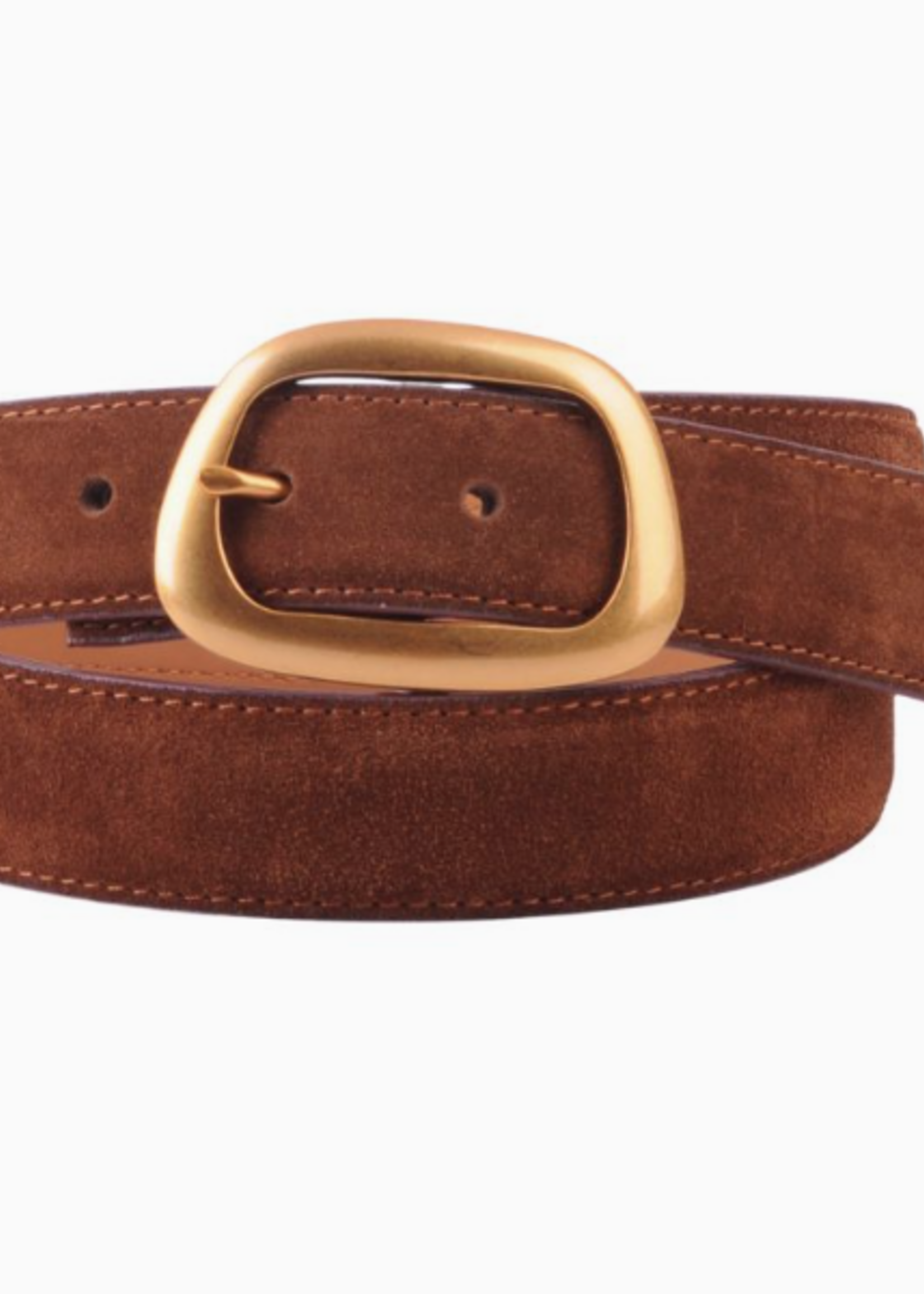 Suede Belt with Organic Shape Buckle