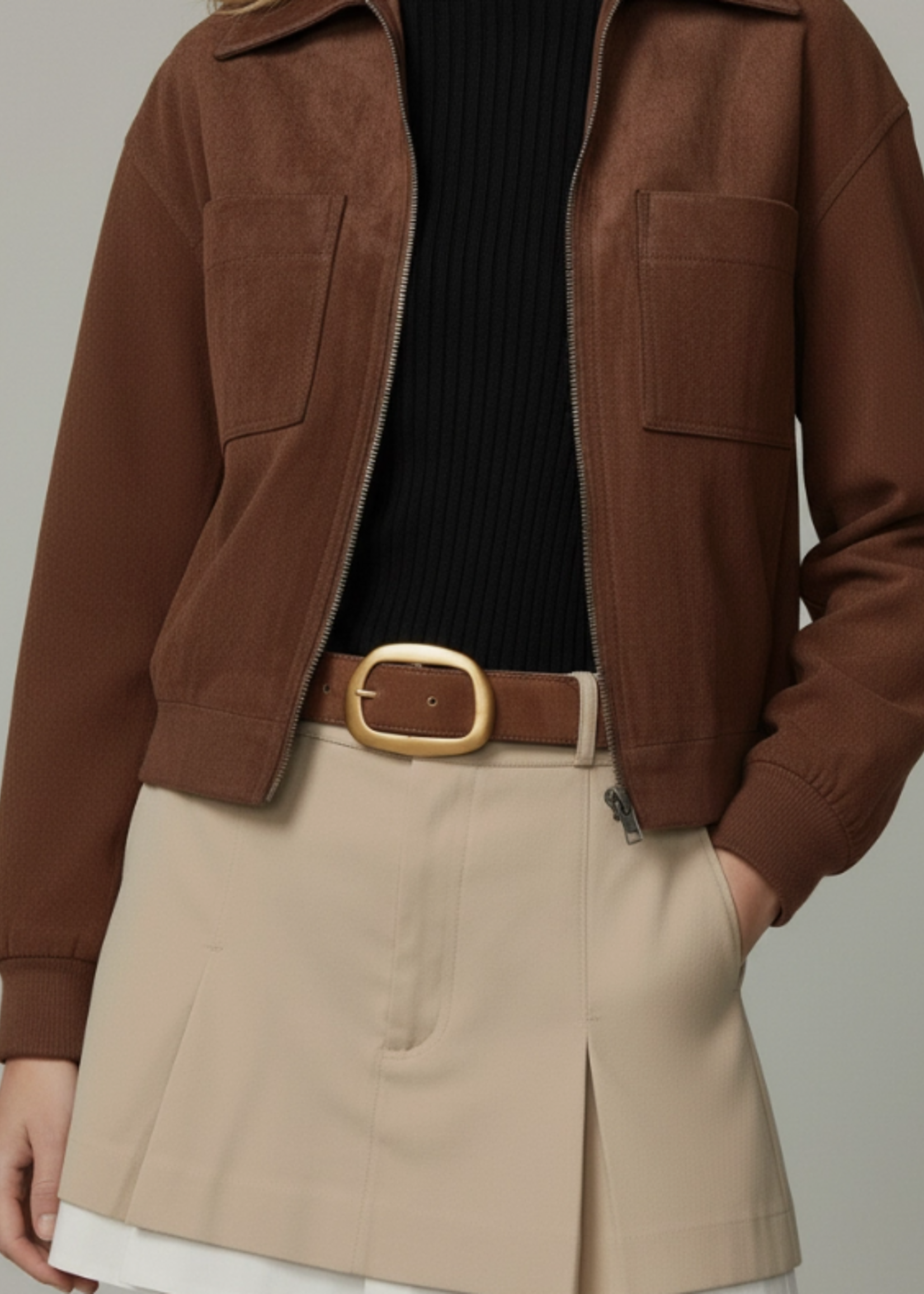Suede Belt with Organic Shape Buckle