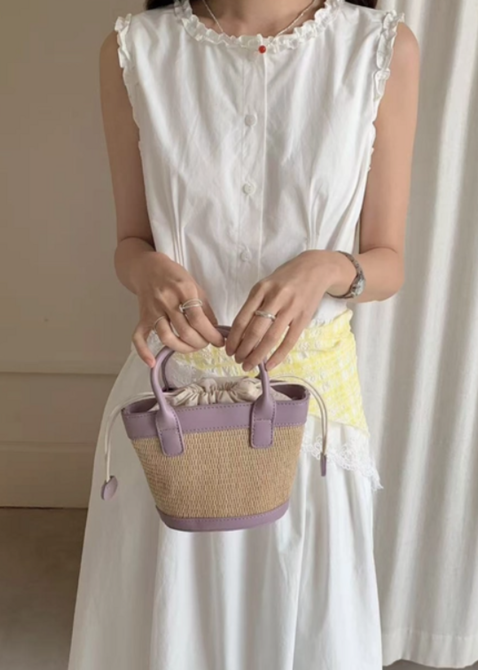 Mini Straw Tote/Crossbody Bag