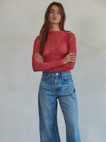 Knit Seamless Jacquard Mock Neck Long Sleeve Top