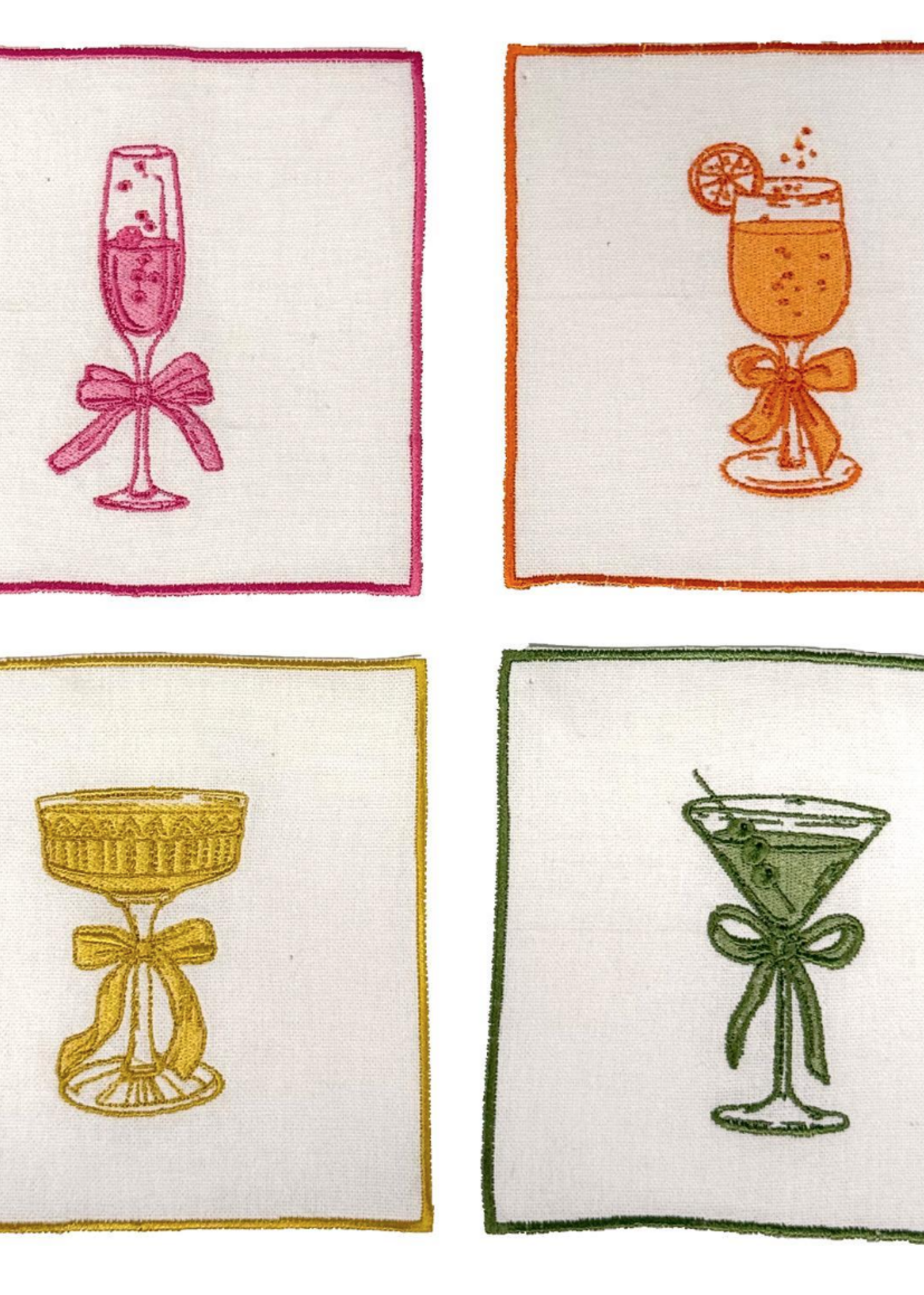 Cheers Embroidered Cocktail Napkins Set