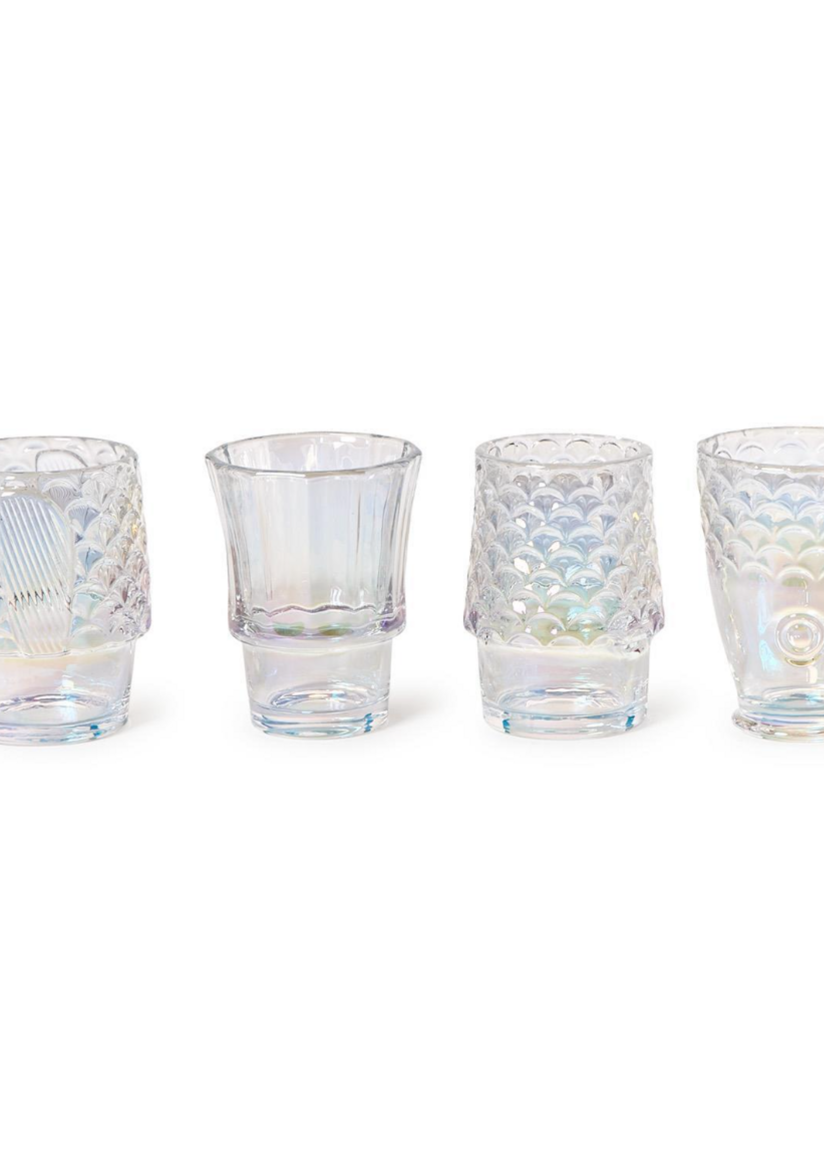 Under The Sea Iridescent Set of 4 Stackable Fish Glasses