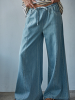 Denim Wide Leg Pants with Pockets
