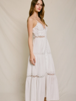 Sunbeam Eyelet Lace Inset Tiered Maxi Dress Ivory