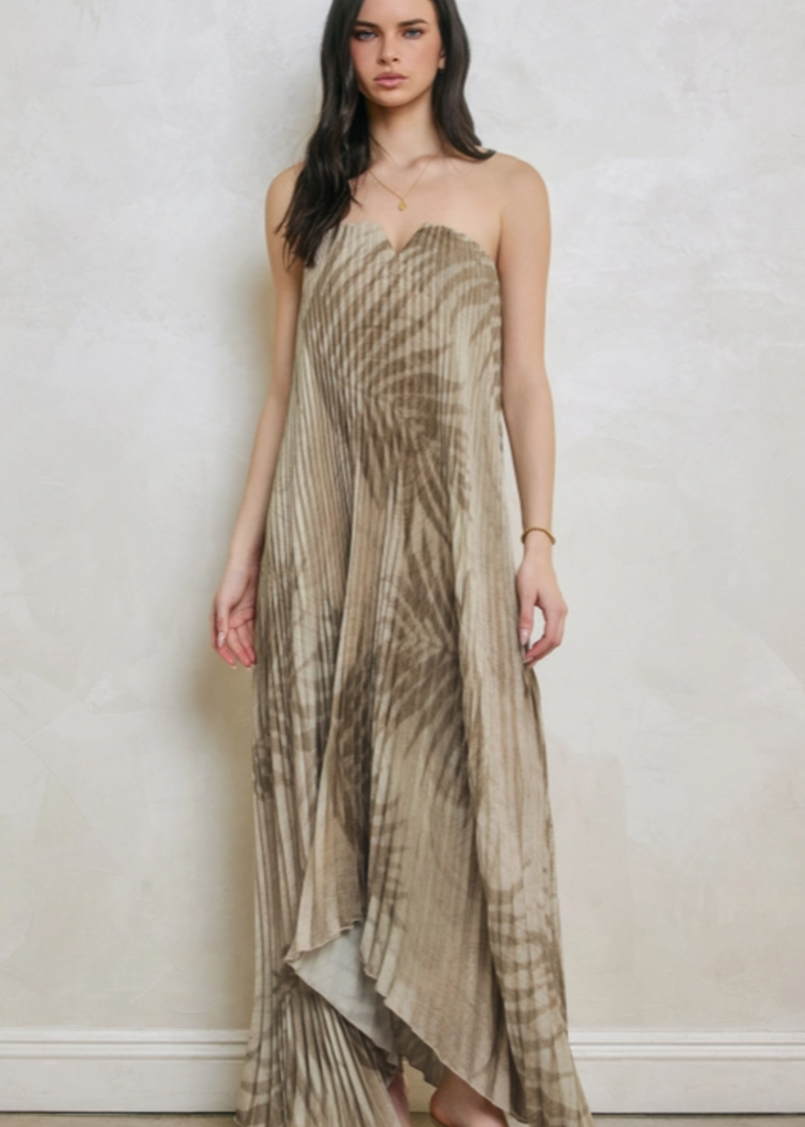 Seafoam Romance Pleated Maxi Column Dress