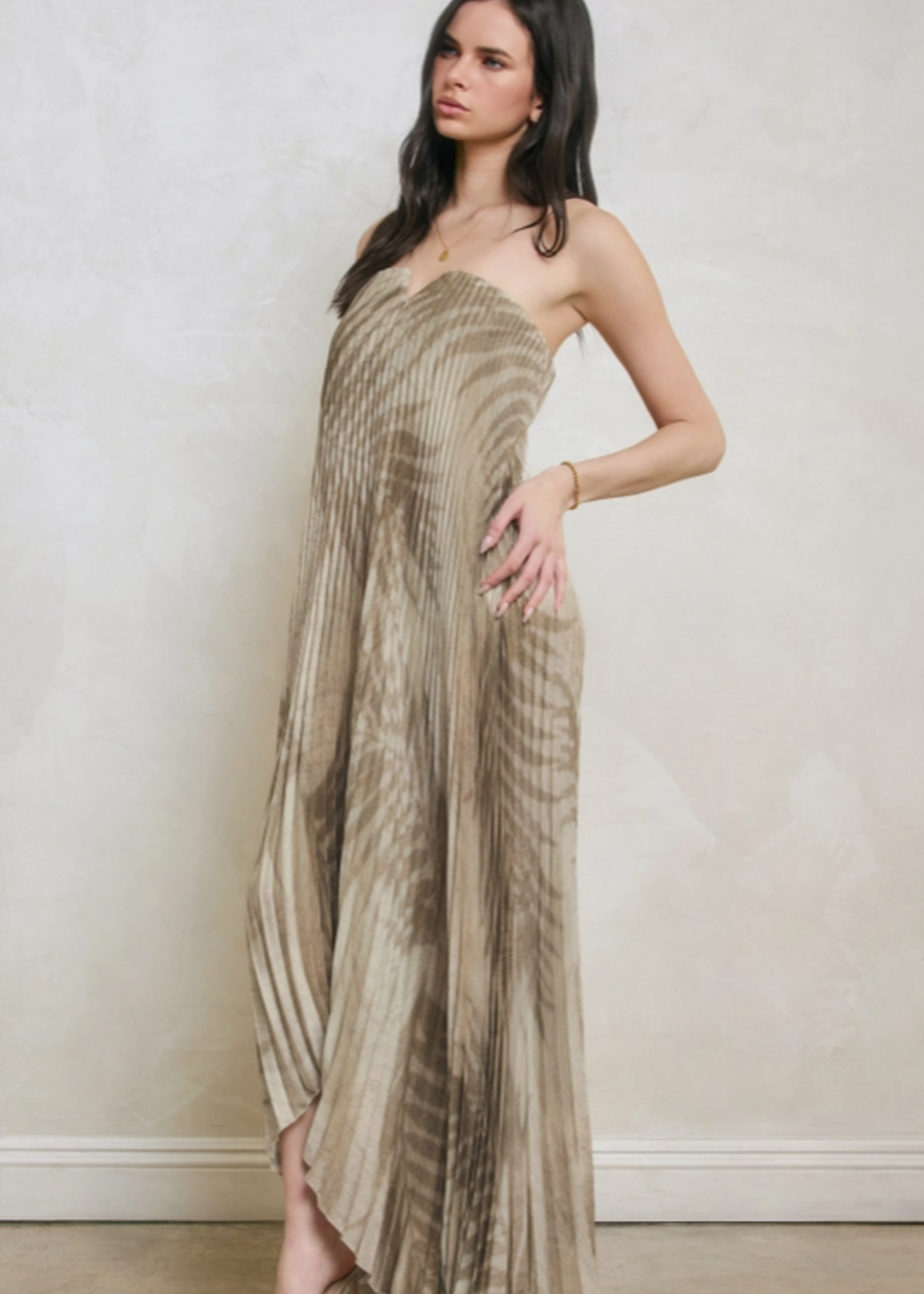 Seafoam Romance Pleated Maxi Column Dress