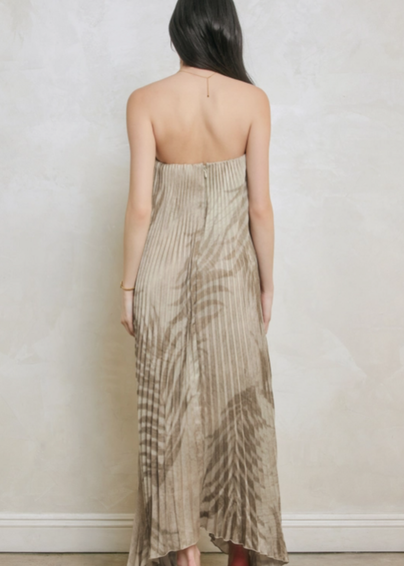 Seafoam Romance Pleated Maxi Column Dress