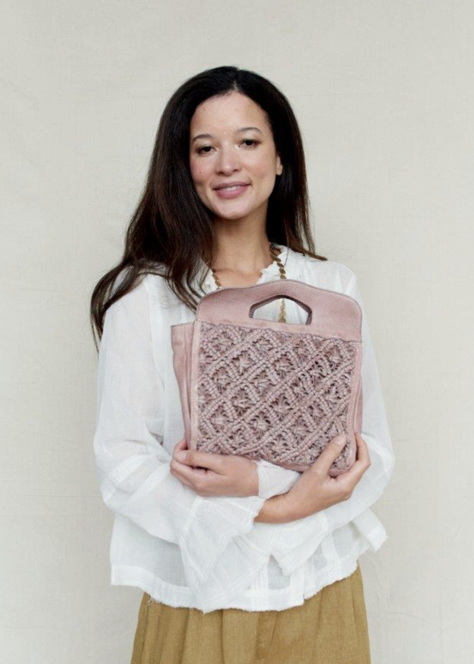 Tess Handcrafted Leather Crossbody Bag Blush