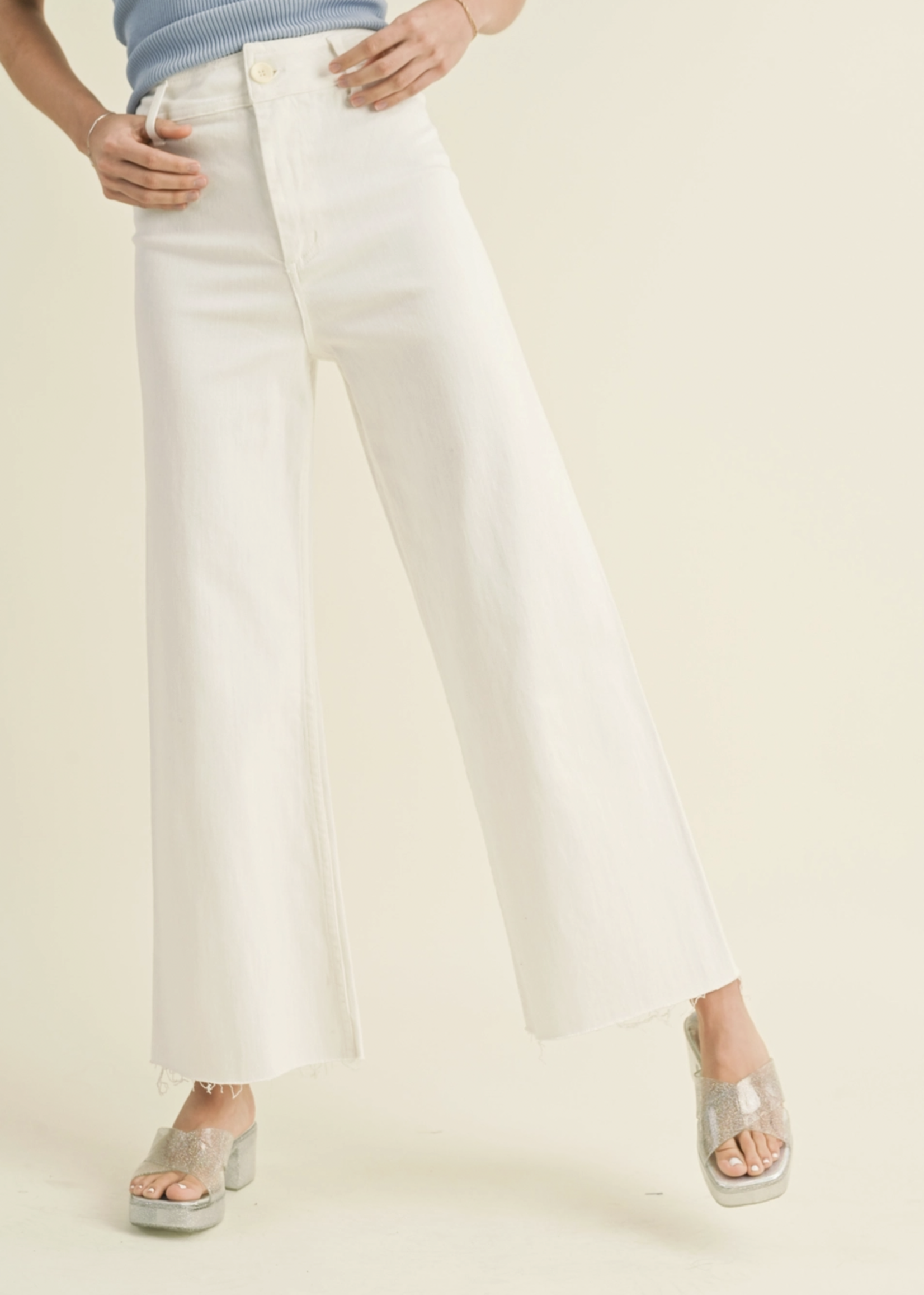 Wide Leg Raw Hem Pants