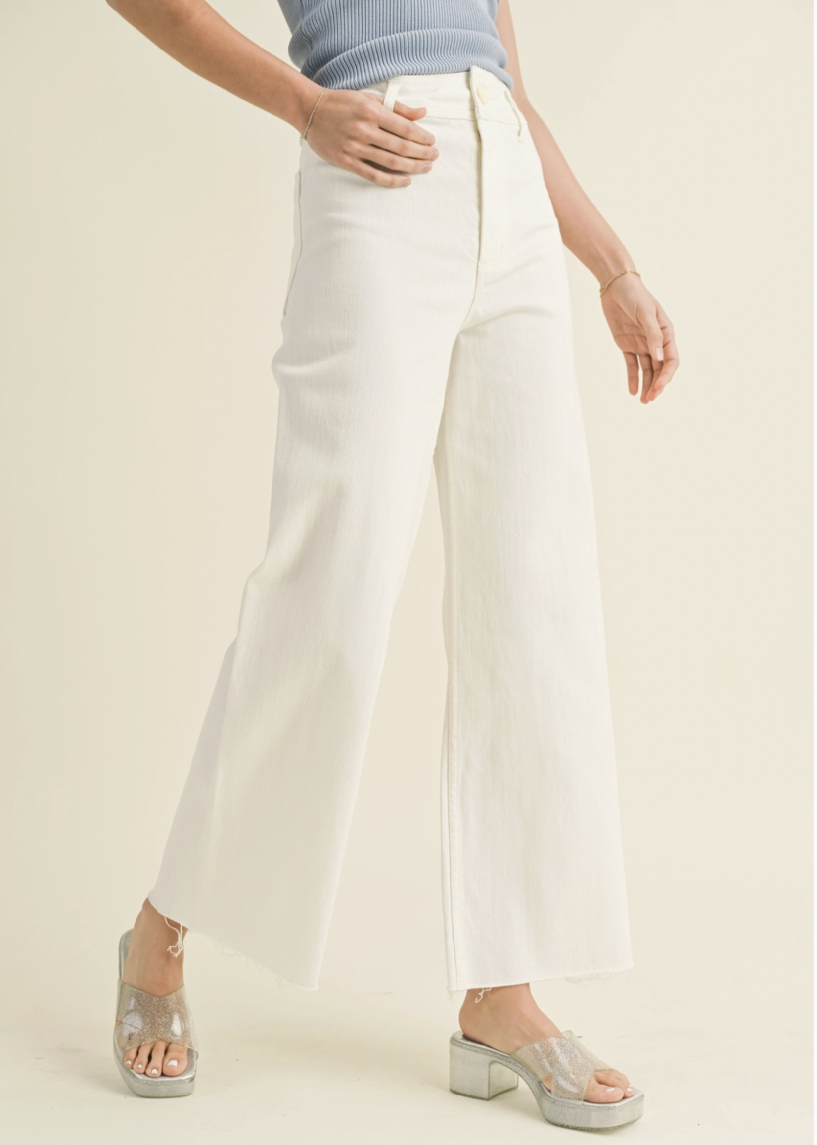 Wide Leg Raw Hem Pants