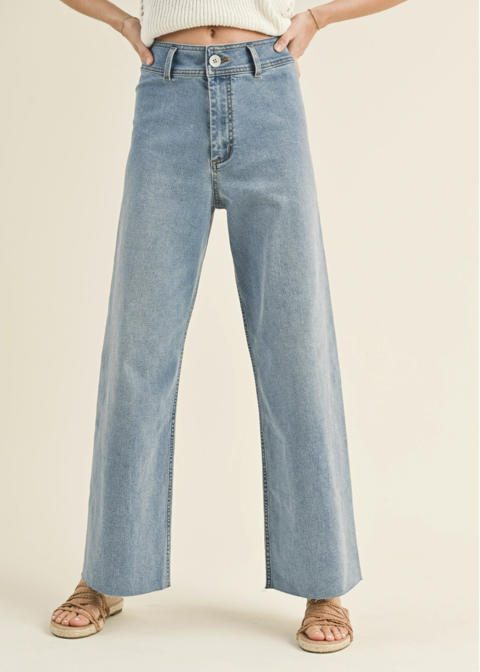 Wide Leg Raw Hem Pants