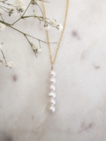 Dropped Pearl Accent Cable Chain Necklace 14k Gold Filled