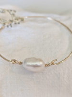 Freshwater Pearl Accent Bangle Bracelet 14k Gold Filled