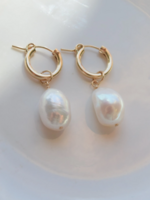 Dangling Freshwater Pearl Hoops 14k Gold Fill