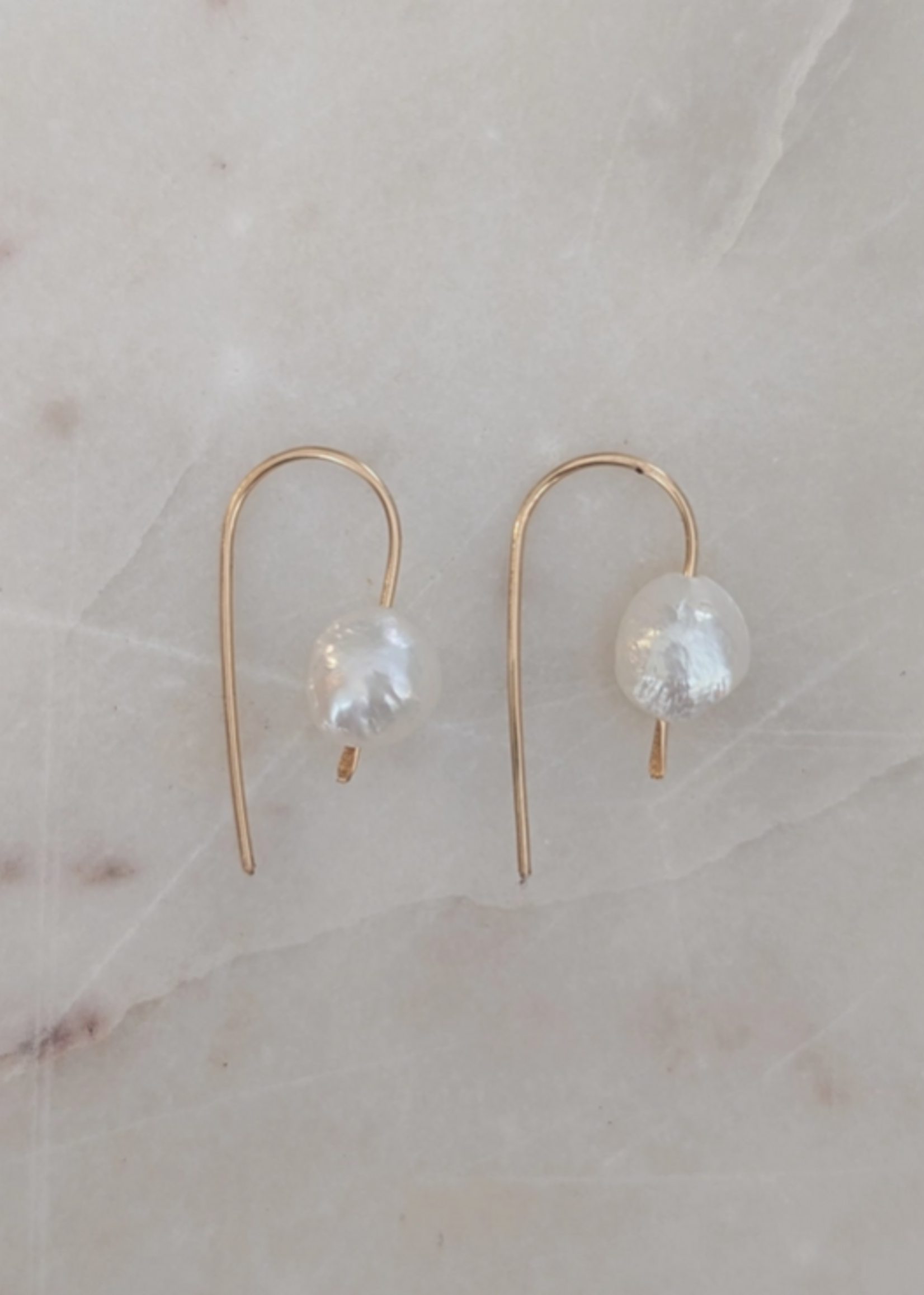 Freshwater Pearl Arch Earrings 14K Gold Filled