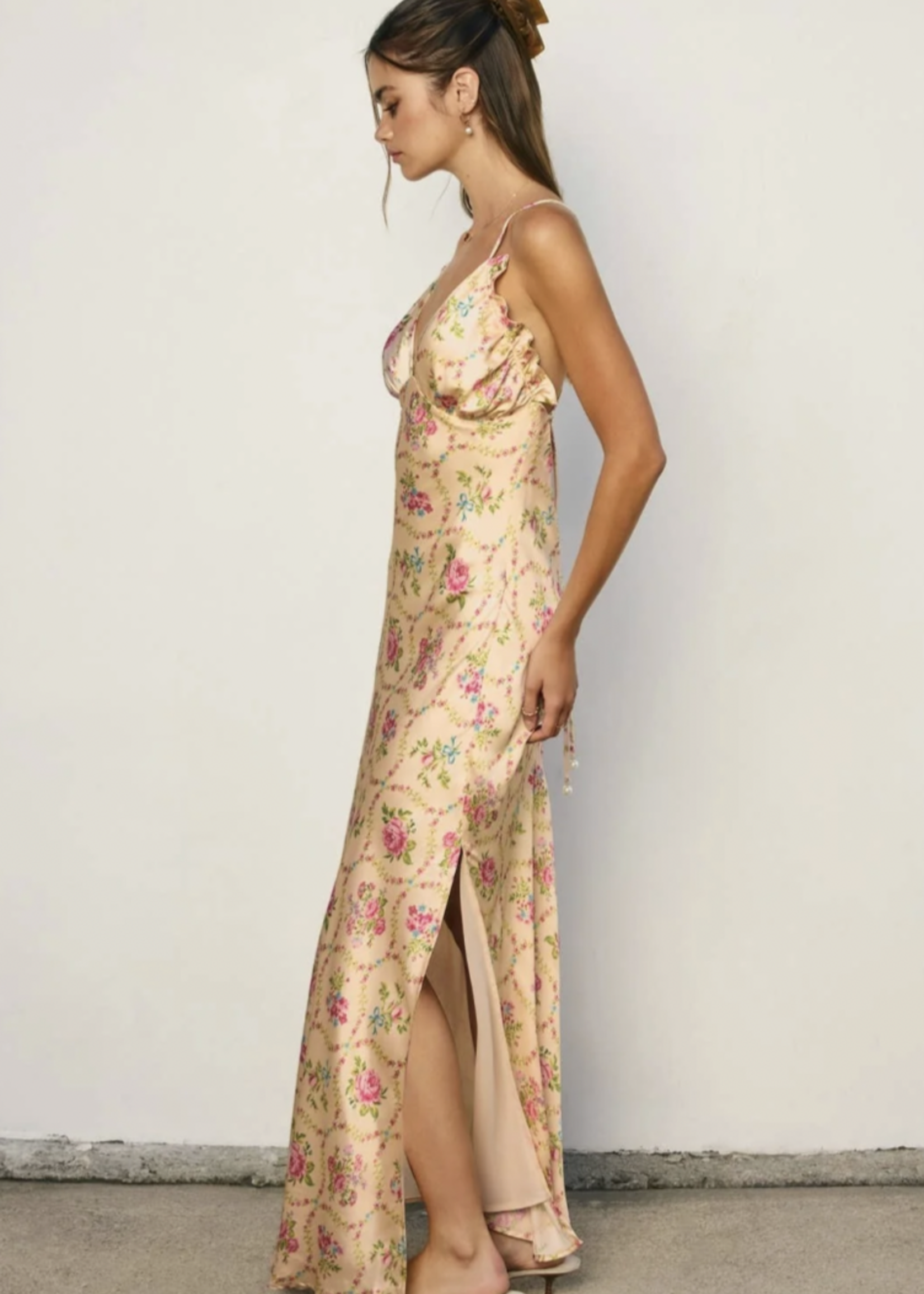 Eternal Afternoon Ruffled Triangle Bust Maxi Dress