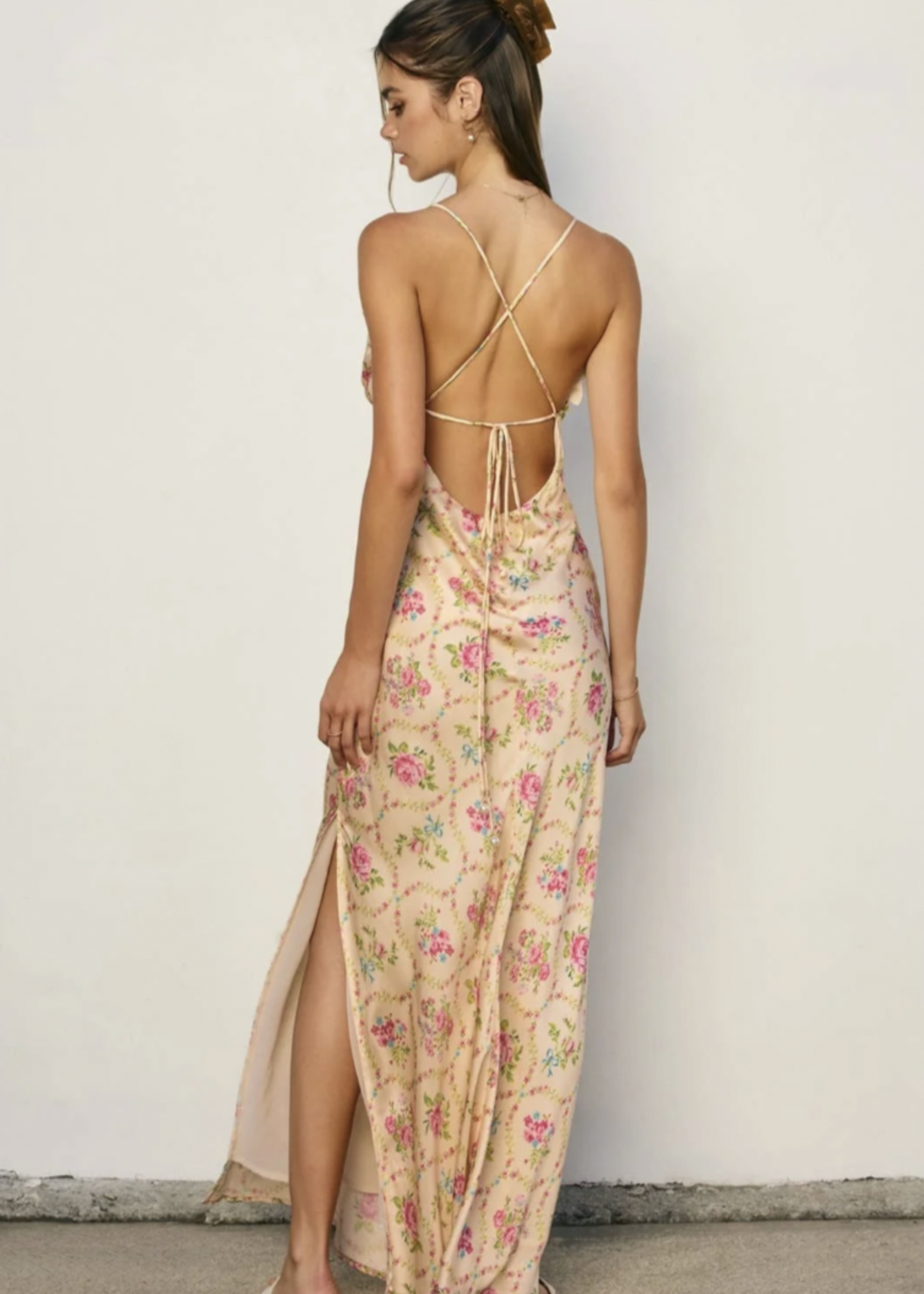 Eternal Afternoon Ruffled Triangle Bust Maxi Dress