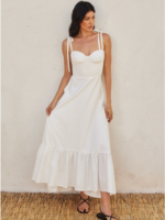 Cotton Poplin Ruched Detail Maxi Dress