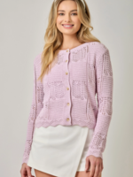 Spring Pointelle Cardigan Lavender