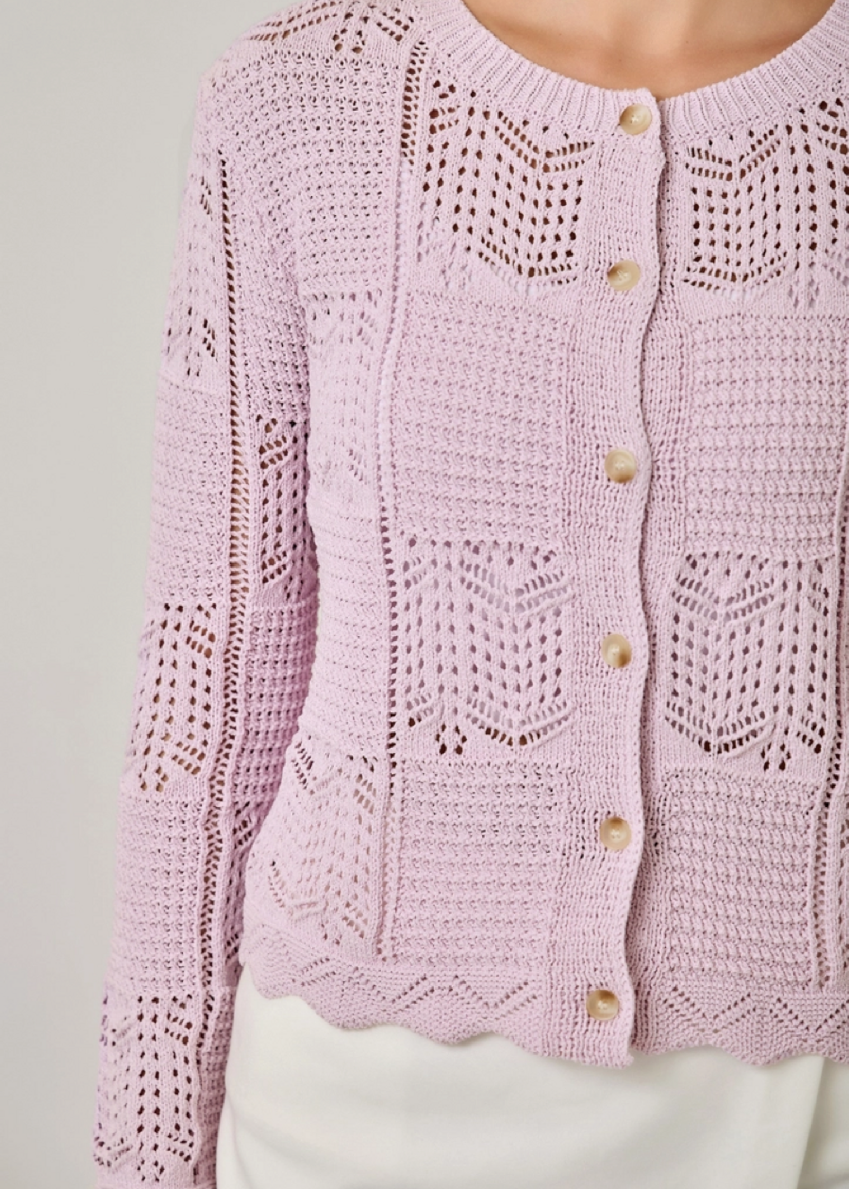 Spring Pointelle Cardigan Lavender