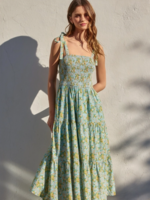 Pleasing Smocked Top Tiered Midi Dress