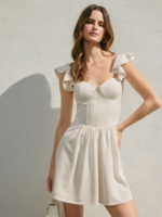 Heaven Sent Corset Flutter Mini Dress Ivory