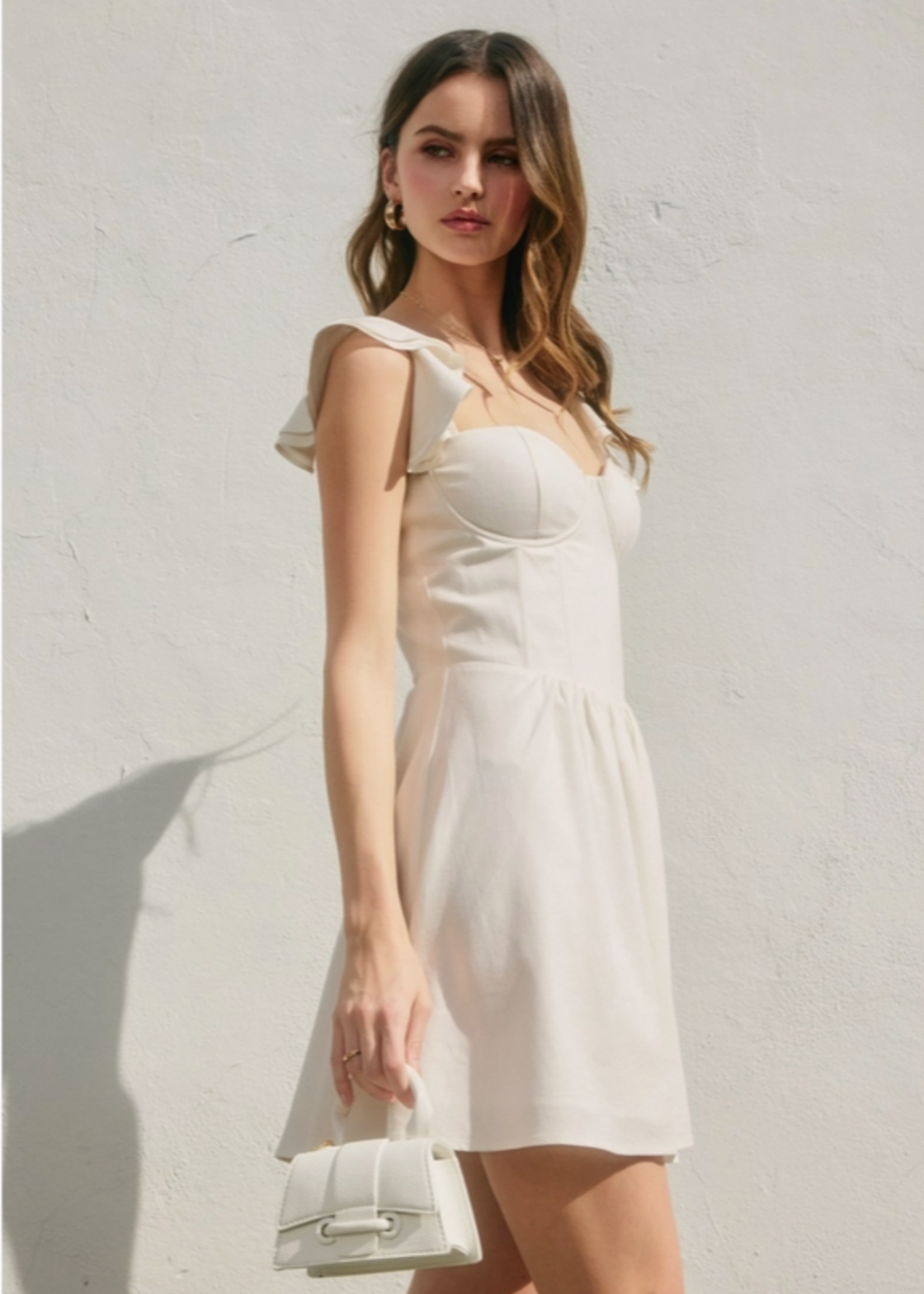 Heaven Sent Corset Flutter Mini Dress Ivory