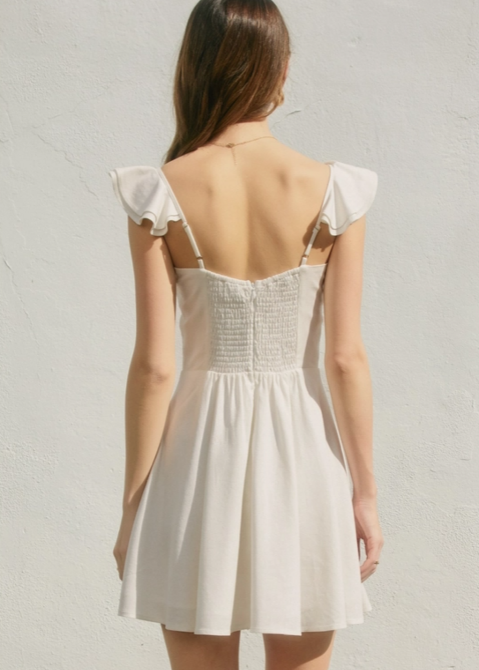Heaven Sent Corset Flutter Mini Dress Ivory