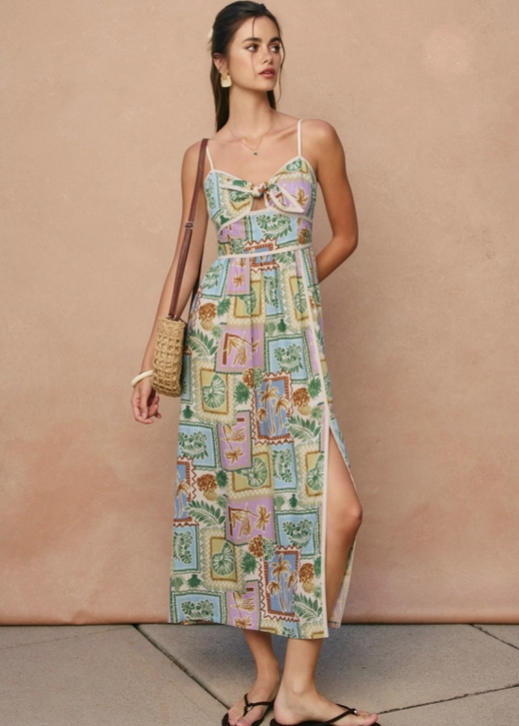 Offshore Sleeveless Contrast Binding Midi Dress