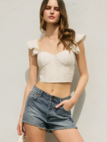 Laters Baby Corset Flutter Sleeve Top White