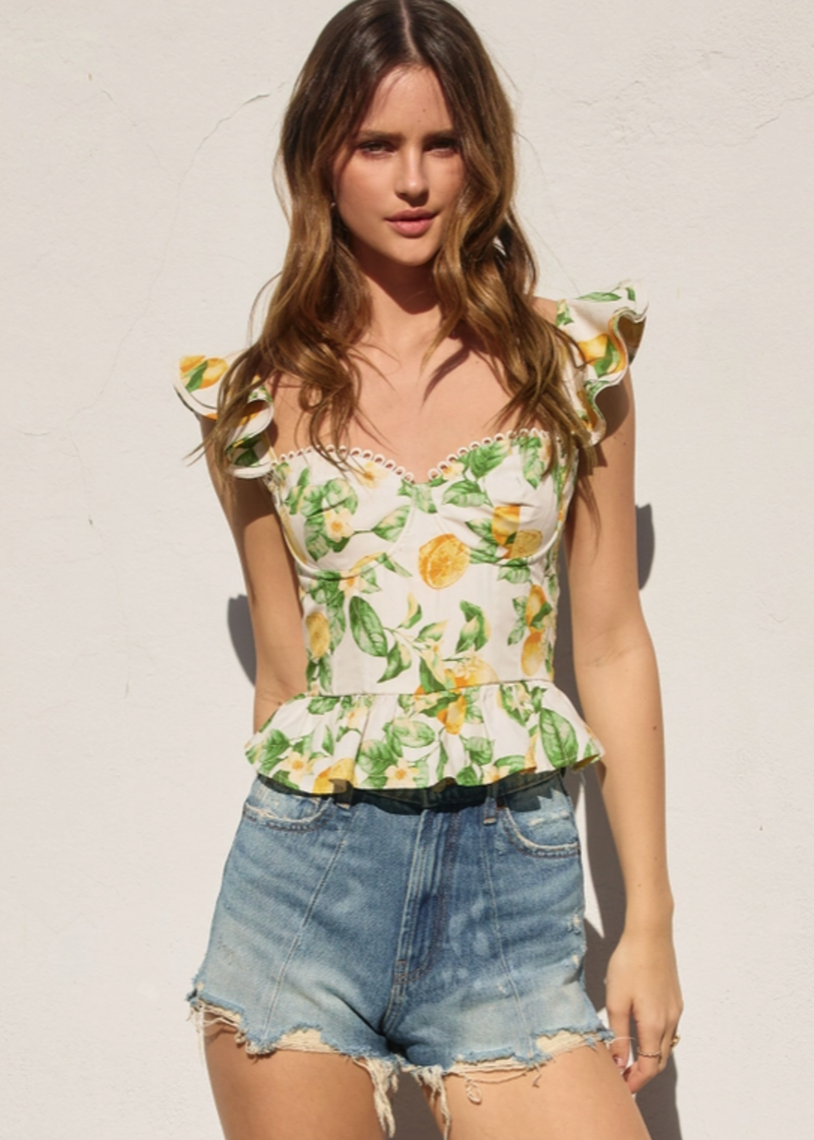 Lemon Corset Flutter Top